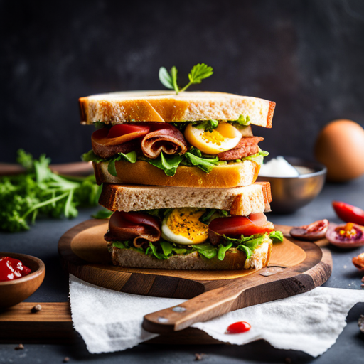 Boiled Eggs Sandwich with Turkey Bacon